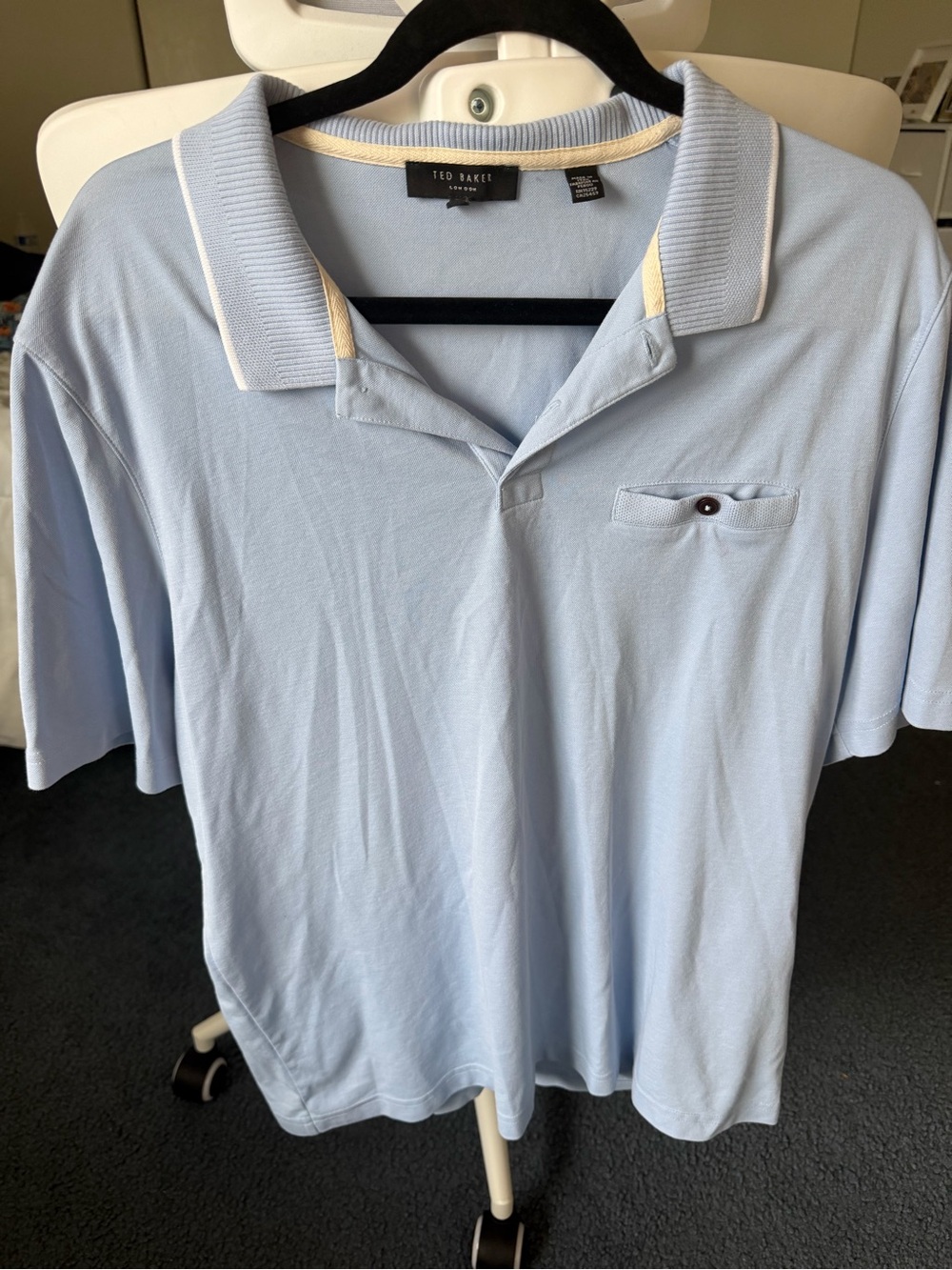 Ted Baker Pale Blue Polo with Cream Trim
